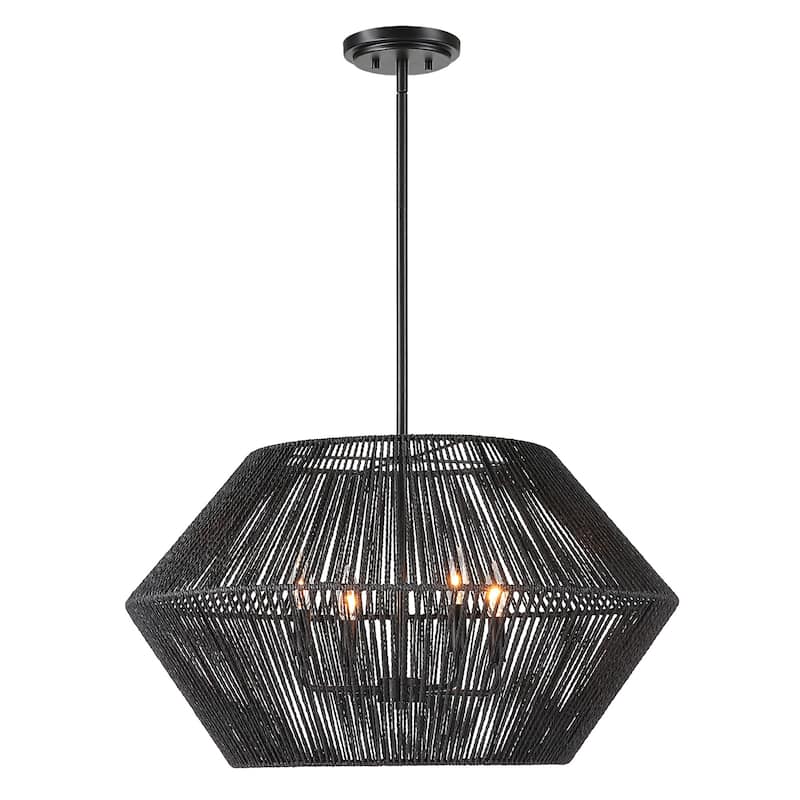 Uttermost 21589 Suva 4 Light 28" Wide Pendant with Rope Shade
