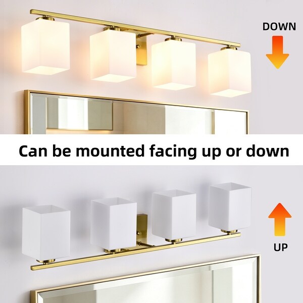 Dimmable 2/3/4-Light Bathroom Vanity Light, Etched Shades, Indoor