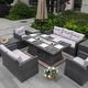 preview thumbnail 3 of 16, 7-Piece Patio Wicker Sofa Set with Aluminum Firepit Dining Table
