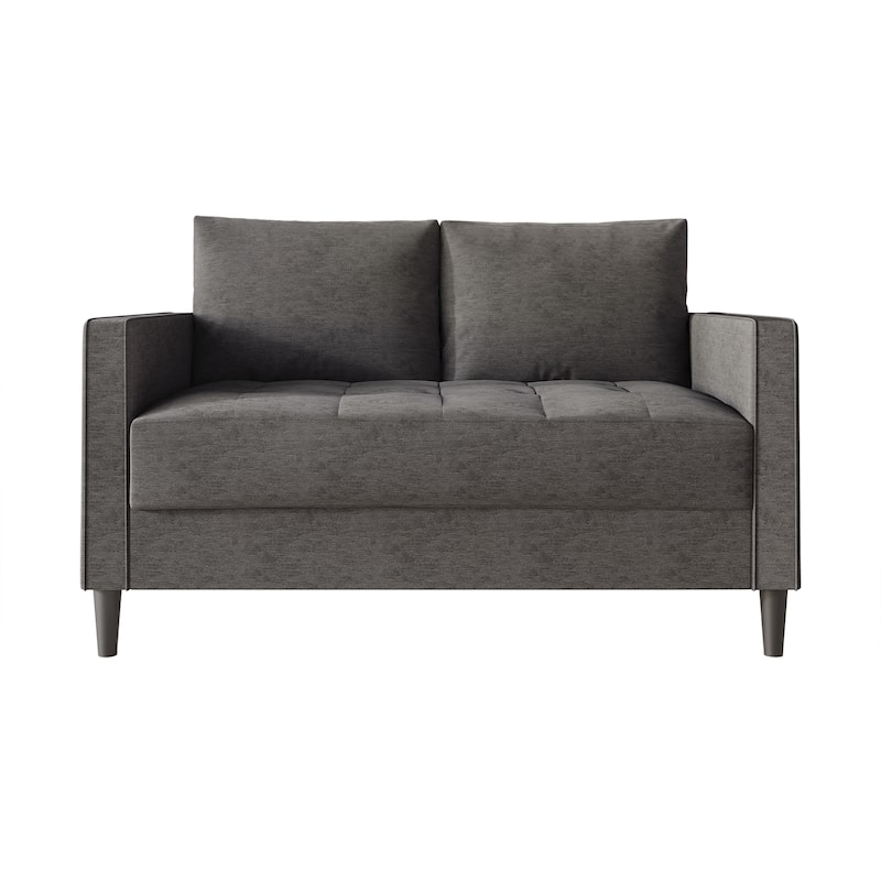 CraftPorch Contemporary Minimalist Linen Upholstered Loveseat - Dark Grey
