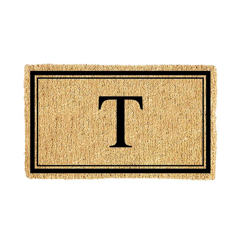 28 in. x 16 in. Monogram Coir Mat, Letter "T"