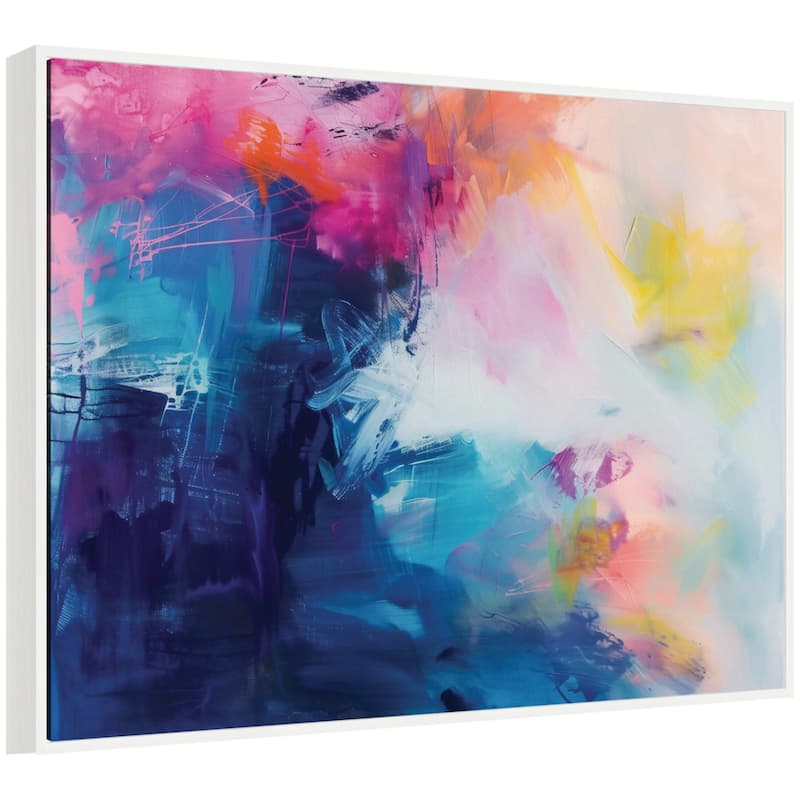 Kate and Laurel Sylvie Bright Abstract II Framed Canvas by Amy Lighthall - White