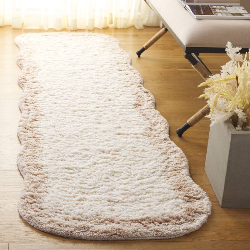 SAFAVIEH Handmade Vermont Shani Transitional Wool Rug - 2'3" x 8' Runner - Ivory/Beige