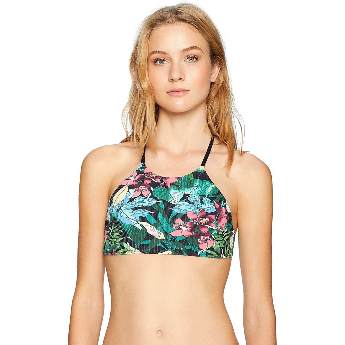high neck crop top swimsuit