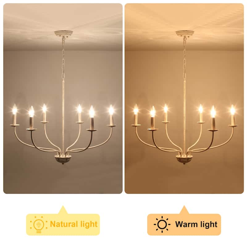 6-Light Vintage Candle Chandelier Light for Dining Room Bedroom Kitchen