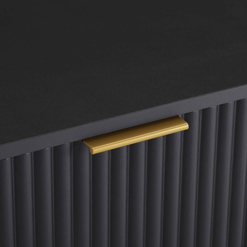 Fluted Nightstand with 2 Drawers Metal Legs Tool Free Assembly