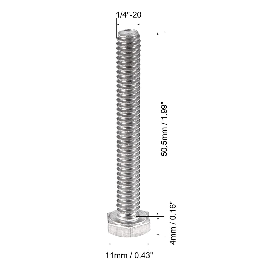 Hex Bolts, 304 Stainless Steel Hexagon Machine Screw Bolt