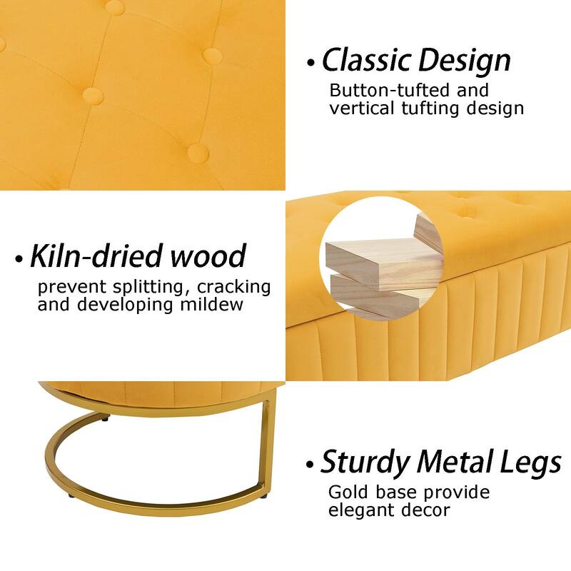 Velvet Storage Bench for Bedroom