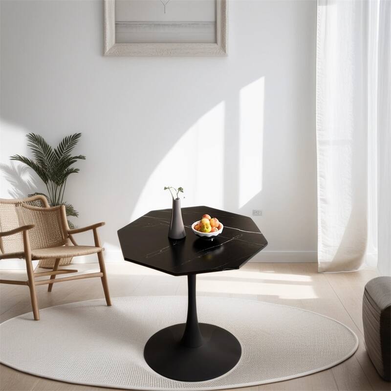 31.50"Modern Octagonal Coffee Table with MDF Table Top,Metal Base