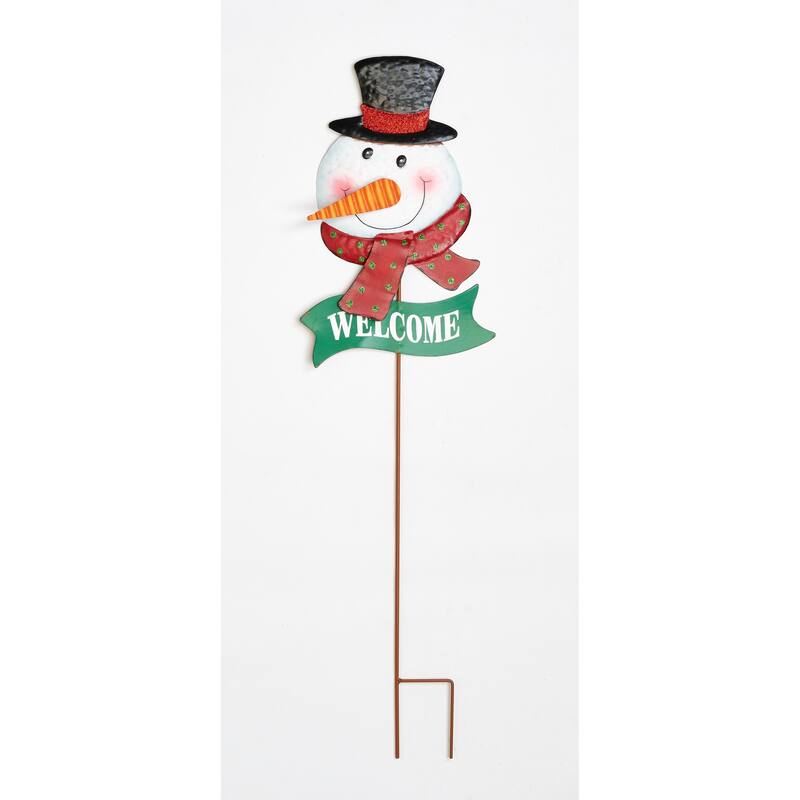 37" Metal Christmas Design Stake, Snowman - Multicolor