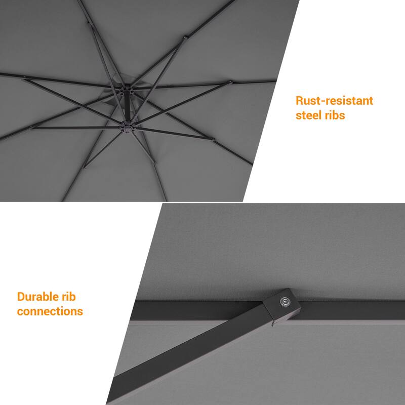 BONOSUKI 8.2x8.2ft Offset Patio Umbrella Hanging Umbrella w/Steel Ribs