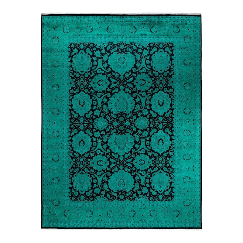 Fine Vibrance, One-of-a-Kind Hand-Knotted Area Rug - Black, 9' 0" x 12' 1" - 9' 0" x 12' 1"