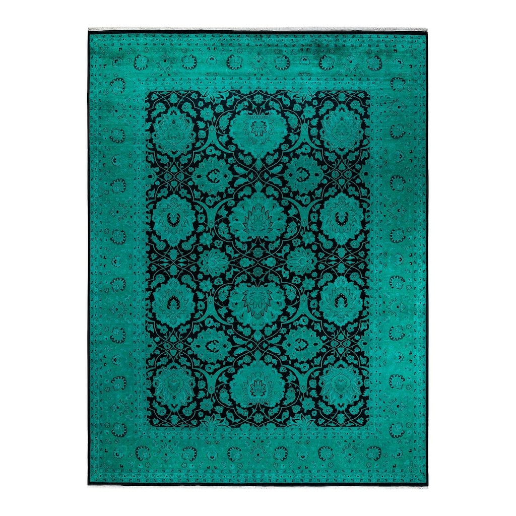 Fine Vibrance, One-of-a-Kind Hand-Knotted Area Rug - Black, 9' 0" x 12' 1" - 9' 0" x 12' 1"
