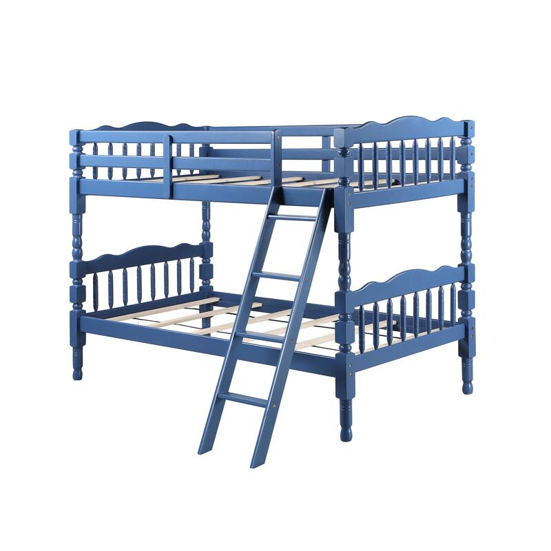 Twin over Twin Solid Wood Bunk Bed with Ladder and Fence for Kids