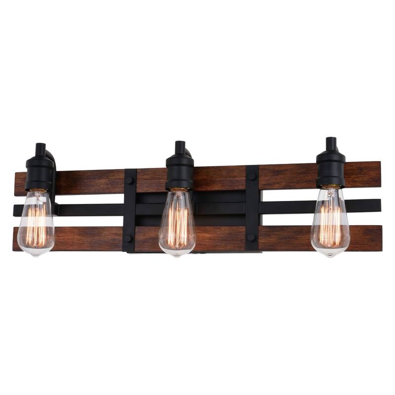 Vaxcel Lighting Carrington 3 Light 24" Wide Bathroom Vanity Light - Matte Black / Deep Walnut