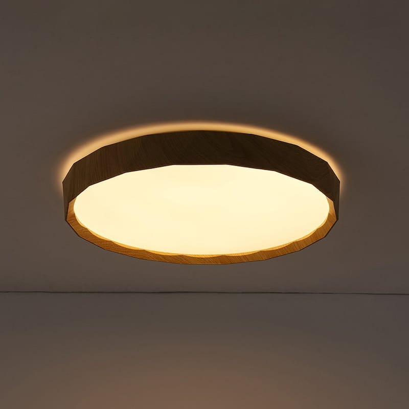 Dimmable LED Flush Mount Ceiling Light with Wood Look Finish 5 CCT 30W