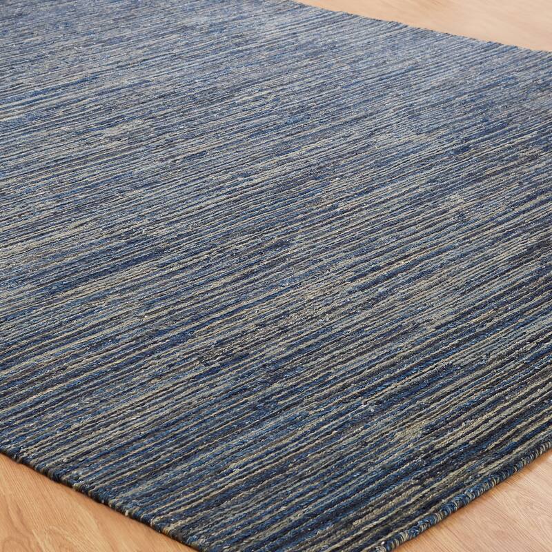 Modern Blue Flatweave Weave 100% Viscose Area Rug