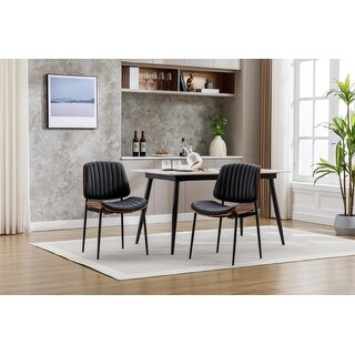 Dining Chairs Set of 2 Mid Century Modern Retro Faux Leather Chair with ...
