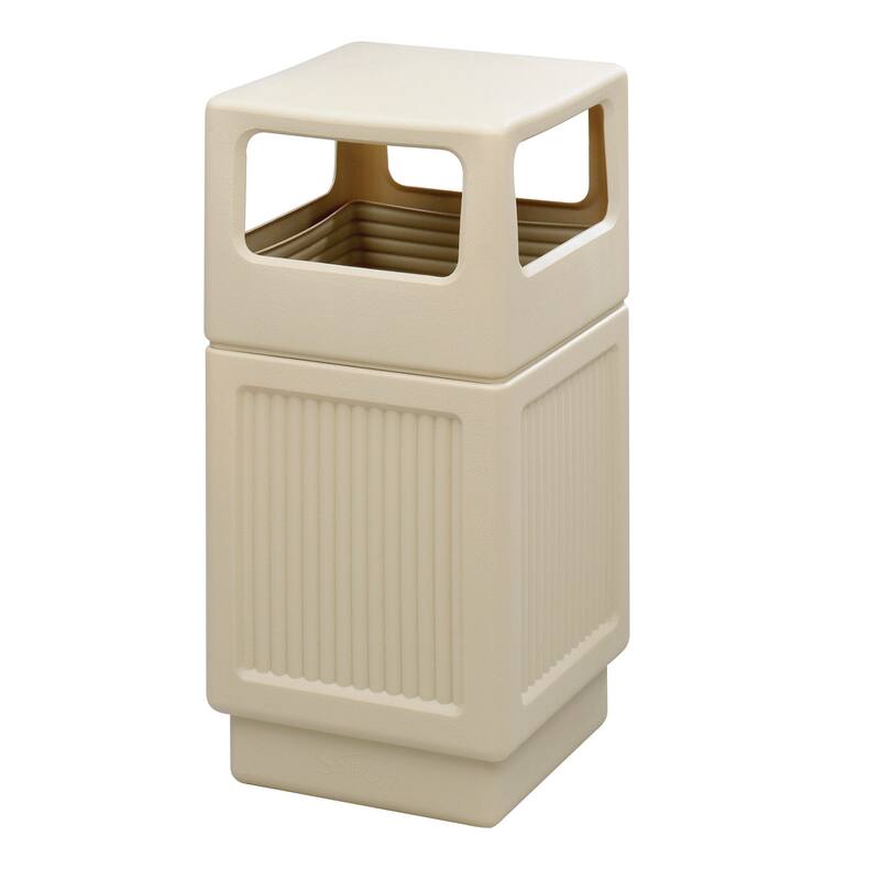 Safco Canmeleon Square 38-Gallon Outdoor Waste Receptacle - Tan