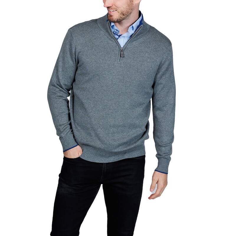 Tailorbyrd Men's Fine Knit Quarter Zip Pullover