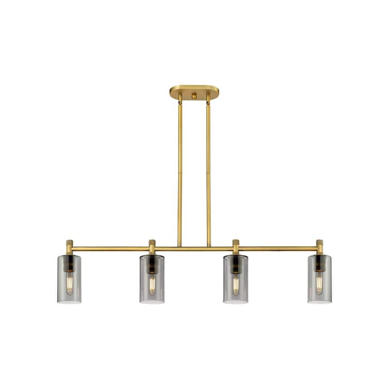 Innovations Lighting 434-4I-10-44 Crown Point Linear Crown Point 4 - Brushed Brass / Plated Smoke