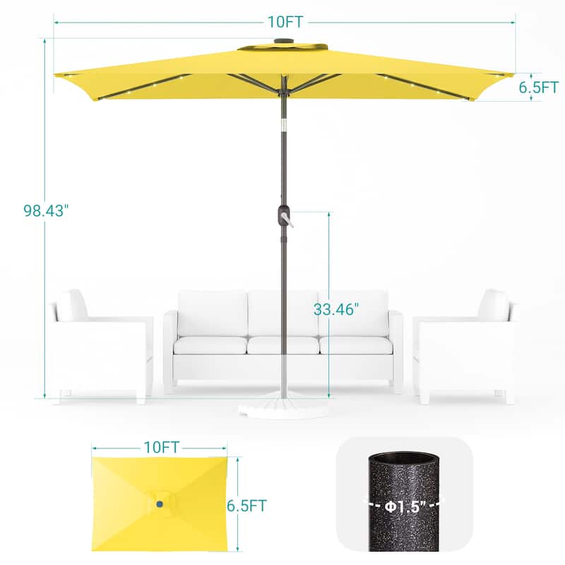 BONOSUKI LED 10 x 6.5ft Outdoor Umbrellas Patio Market Table Umbrellas