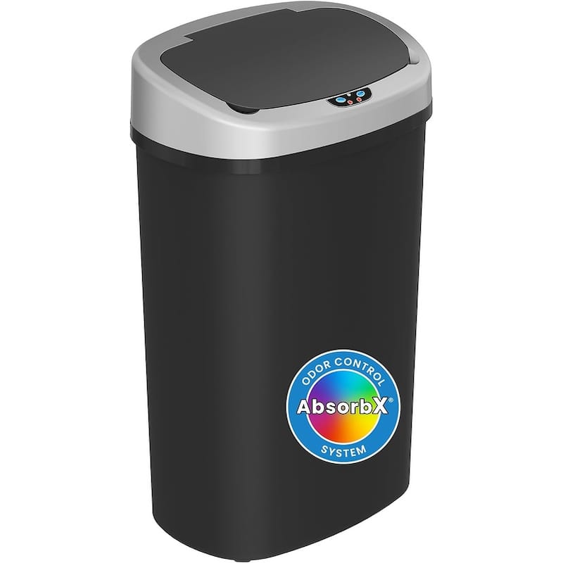 iTouchless 13 Gal Oval Touchless Plastic Sensor Kitchen Trash Can
