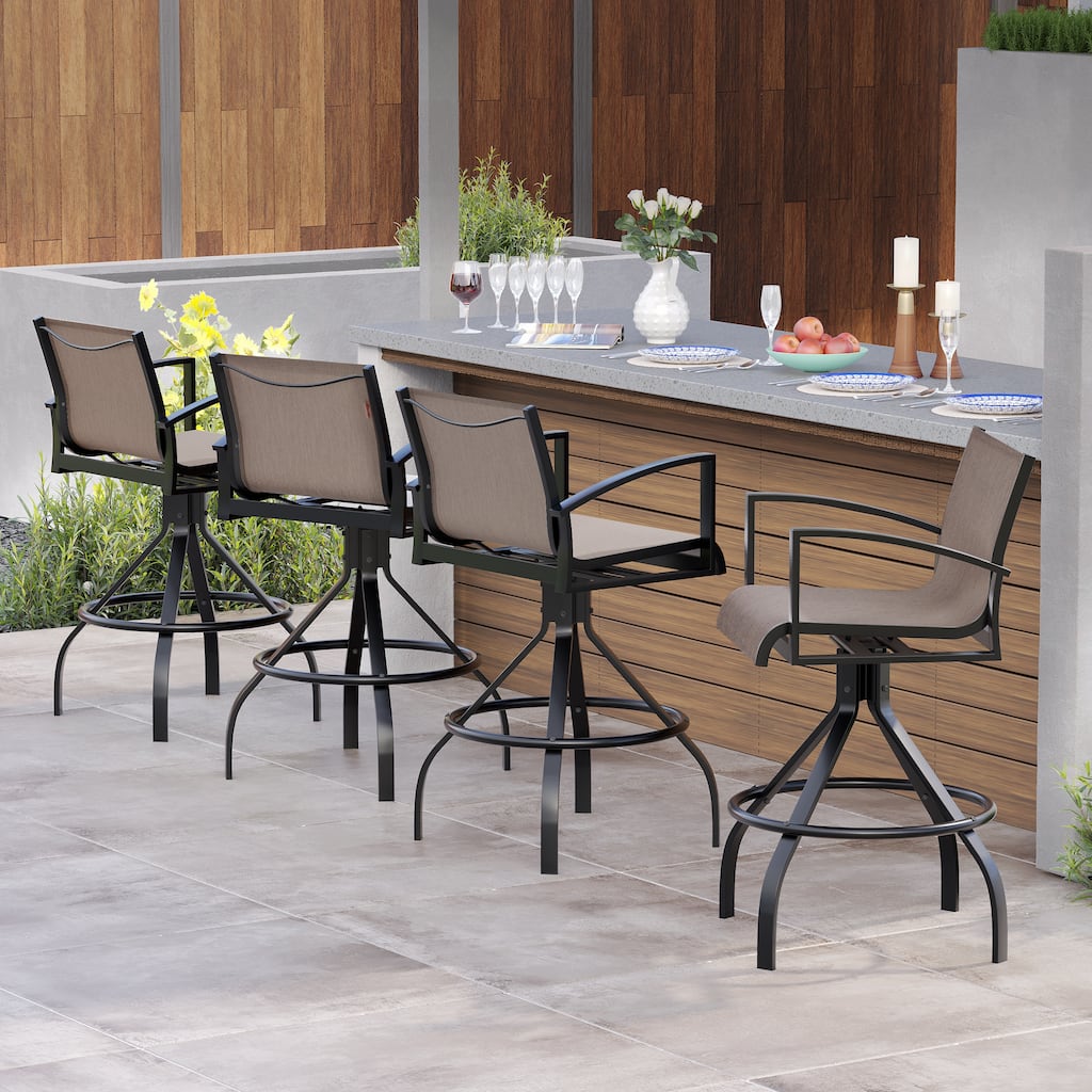 Outdoor Swivel Bar Stools Sunbrella Textilene Aluminum Patio Bar Chairs