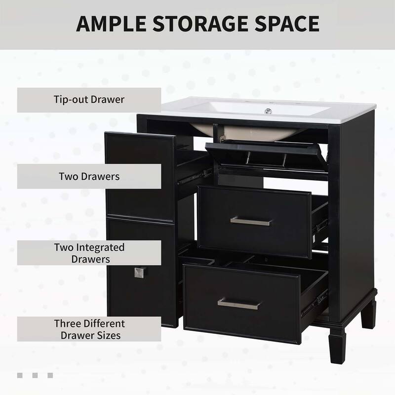 Freestanding Vanity Set with Drawers & One Flip Drawer