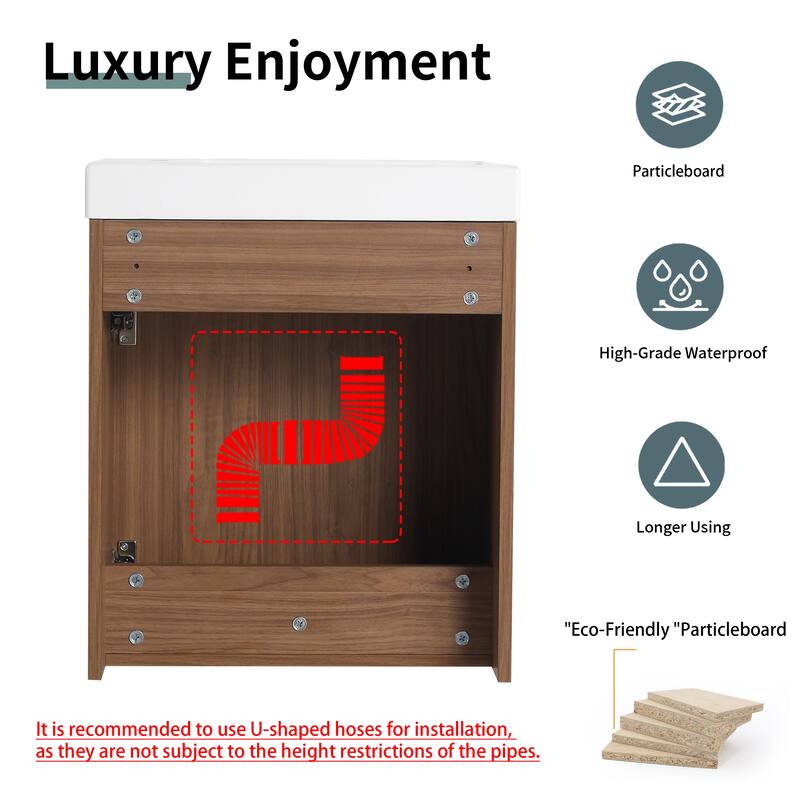 Bathroom Vanity With Sink In 18 Inch, Floating Small Bathroom Vanity With Soft Close Door