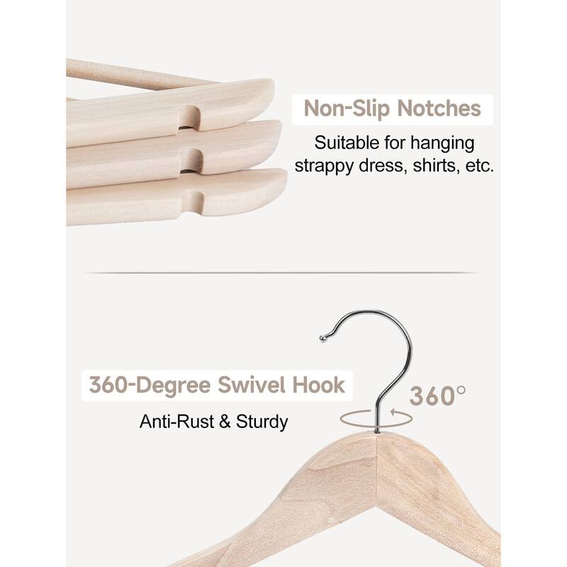 Cedar Wood Clothes Hanger, Wooden Coat Hangers for Shirts, Jackets, Pants, Suits, Sweaters