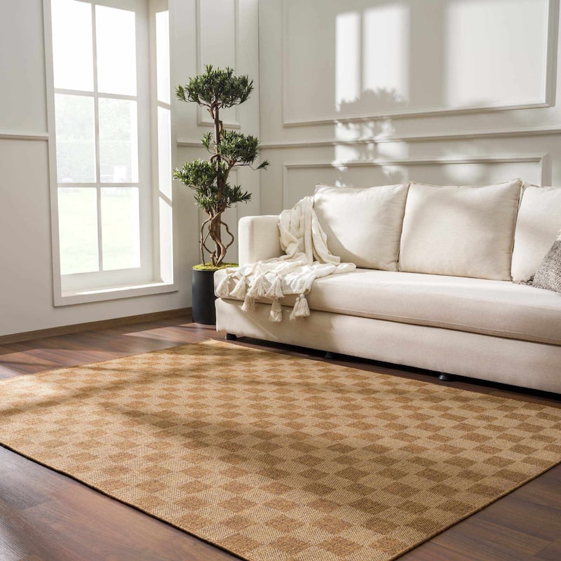 Hauteloom Kuval Living Room, Bedroom Patio Outdoor Area Rug - Farmhouse - Camel - 2' x 2'11" - 2'7" x 10' - Camel / Kuval