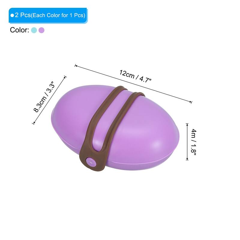 Travel Soap Holder, 2 Pack Soap Bar Box Container Case with Band - Light Blue Purple