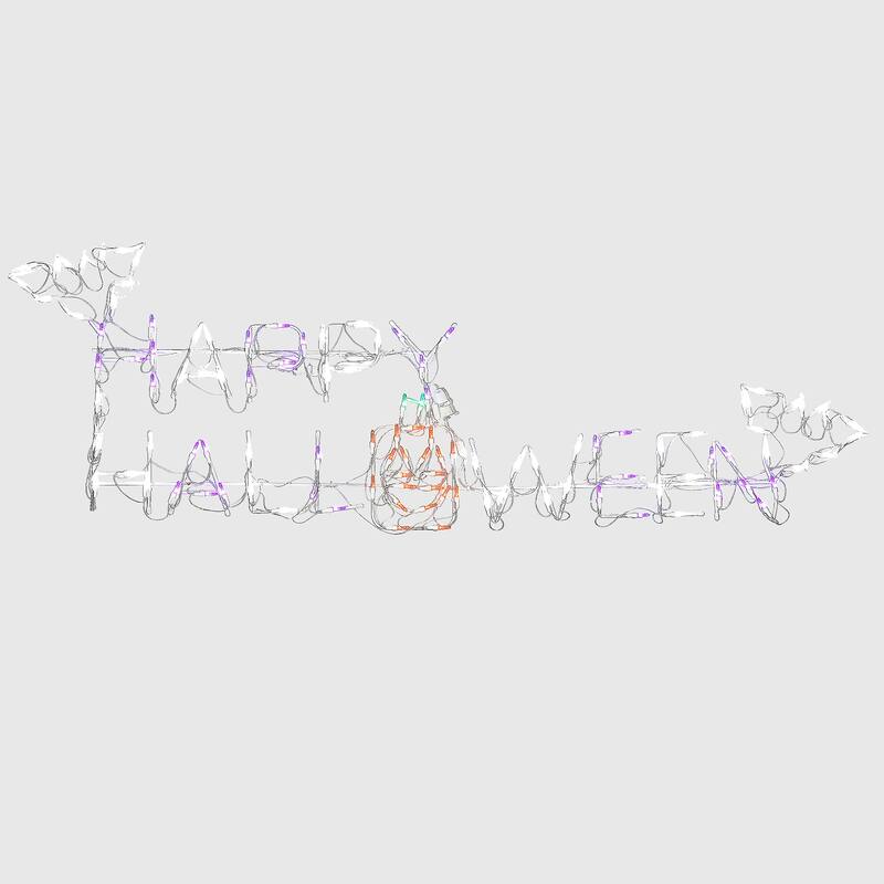 National Tree Company Halloween Lighted Sign Decoration, White, Happy Halloween Sign, LED Lights, Plug In, 57 Inches