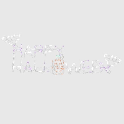 National Tree Company Halloween Lighted Sign Decoration, White, Happy Halloween Sign, LED Lights, Plug In, 57 Inches