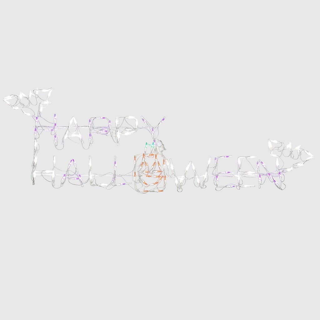National Tree Company Halloween Lighted Sign Decoration, White, Happy Halloween Sign, LED Lights, Plug In, 57 Inches