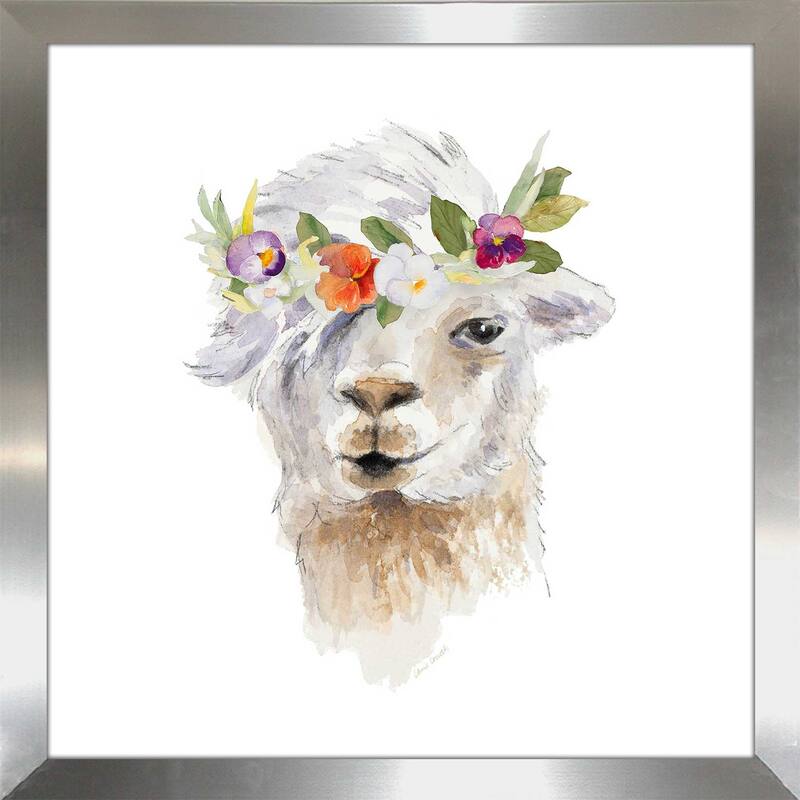 "Floral Llama IV (Square)" Print on Acrylic