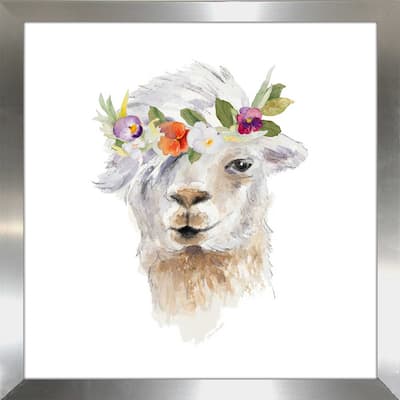 "Floral Llama IV (Square)" Print on Acrylic
