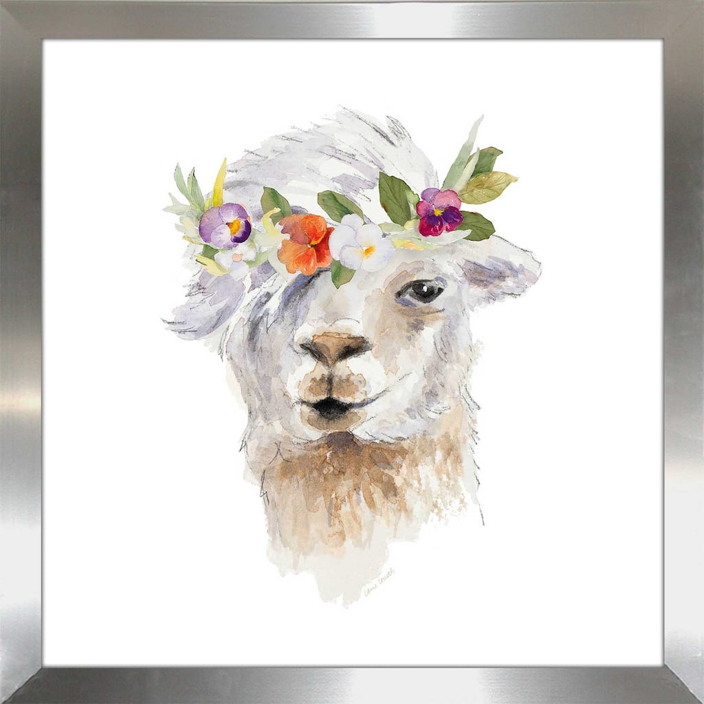 "Floral Llama IV (Square)" Print on Acrylic