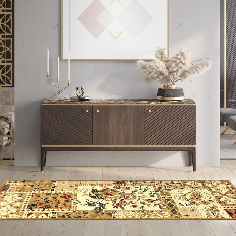 Superior Flower Patch Traditional Indoor Area Rug Collection - 2'6" x 8' - Beige