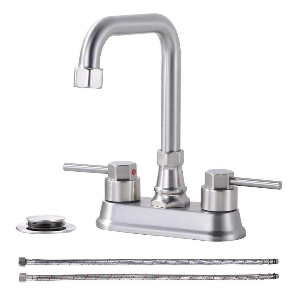 WOWOW 4 in. Centerset Double Handle High Arc Bathroom Faucet