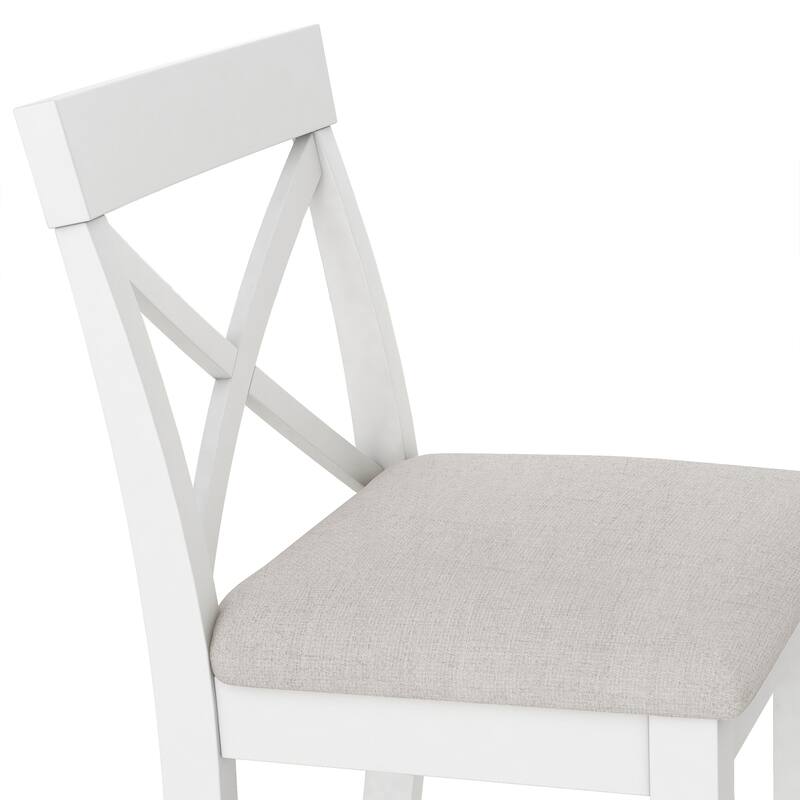 3-Piece Breakfast Nook, Wood Bar Height Dining Table Set, Kitchen Table Set with Bar Table and Cushioned Stools