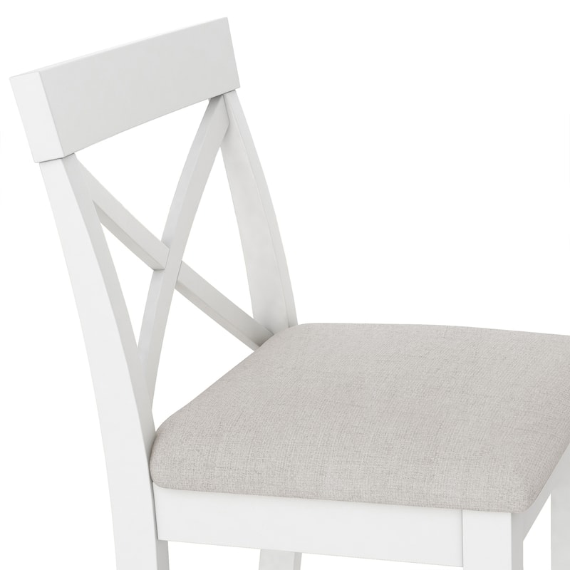 Roomfitters 3-Piece Bar Height Dining Set, 48" Wood Breakfast Nook Table with 2 X-Back Chairs for Small Spaces