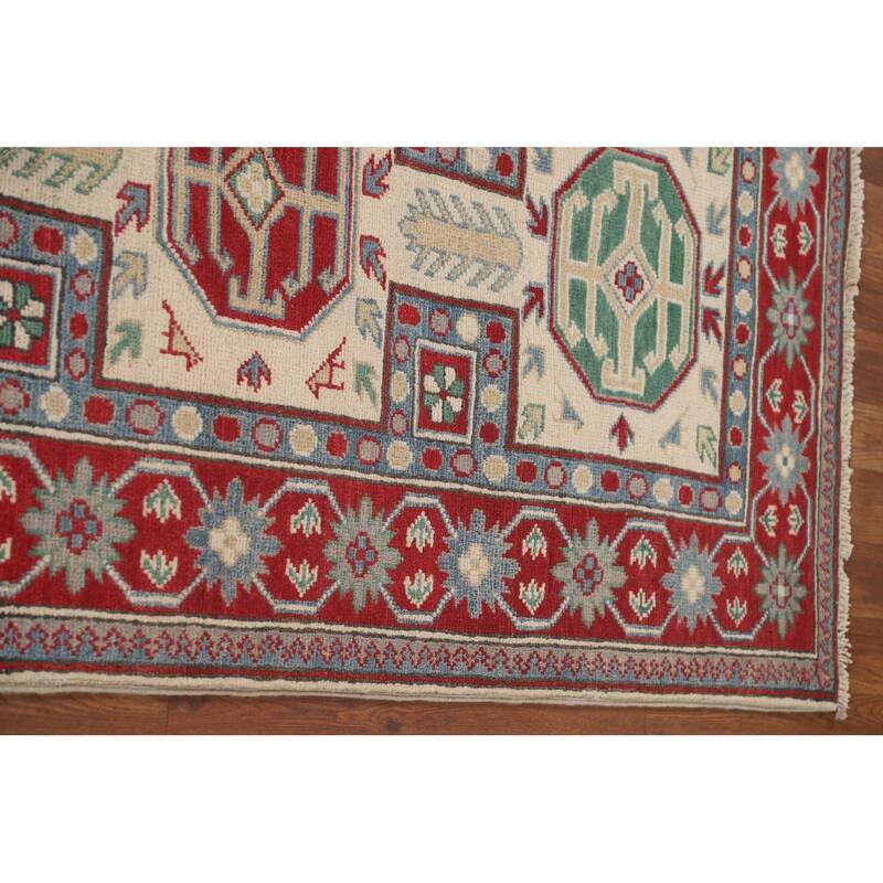 Geometric Kazak Runner Rug Hallway Handmade Wool Carpet - 2'9" x 9'4"