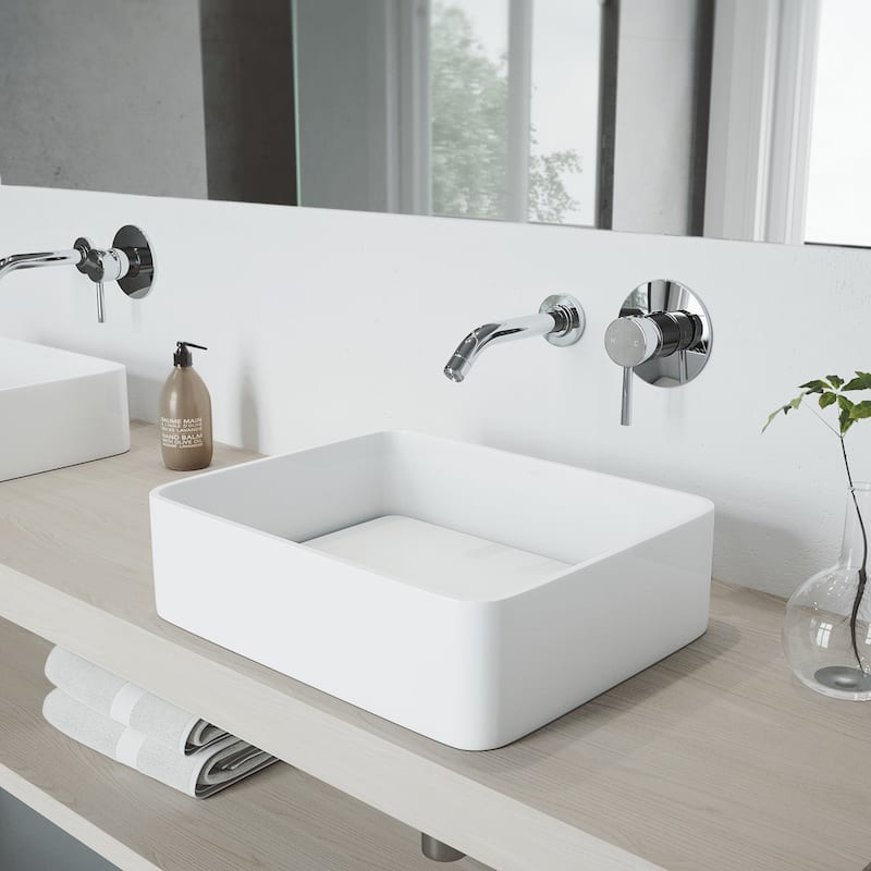 VIGO Olus 5" H Single Handle Wall Mount Bathroom Faucet
