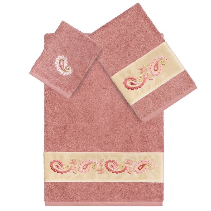 Authentic Hotel and Spa Turkish Cotton Mackenzie 3PC Towel Set - Tea Rose