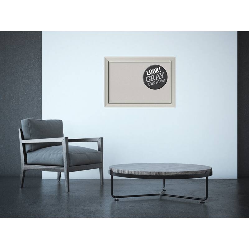 Framed Grey Cork Board, Romano Silver