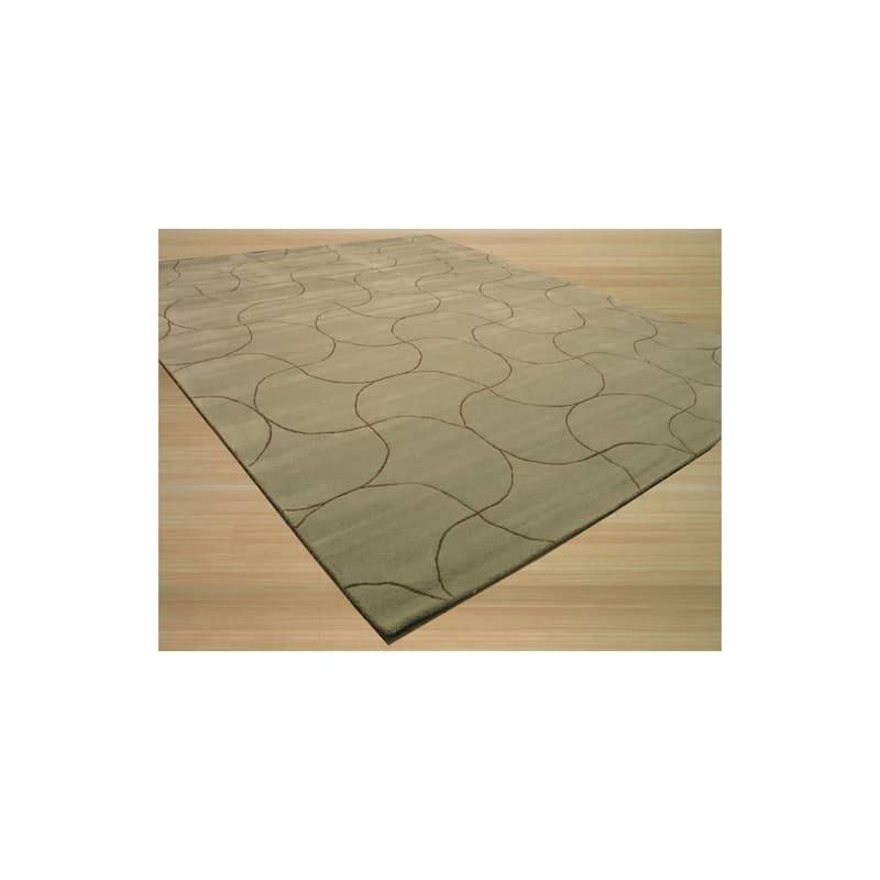 Green Hand-Tufted Wool Transitional Sol Rug, 5' x 8', Vibrant Soft Statement Rug - L