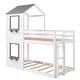 preview thumbnail 8 of 15, White Twin over Twin Solid Wood Bunk Bed with Roof & Ladder