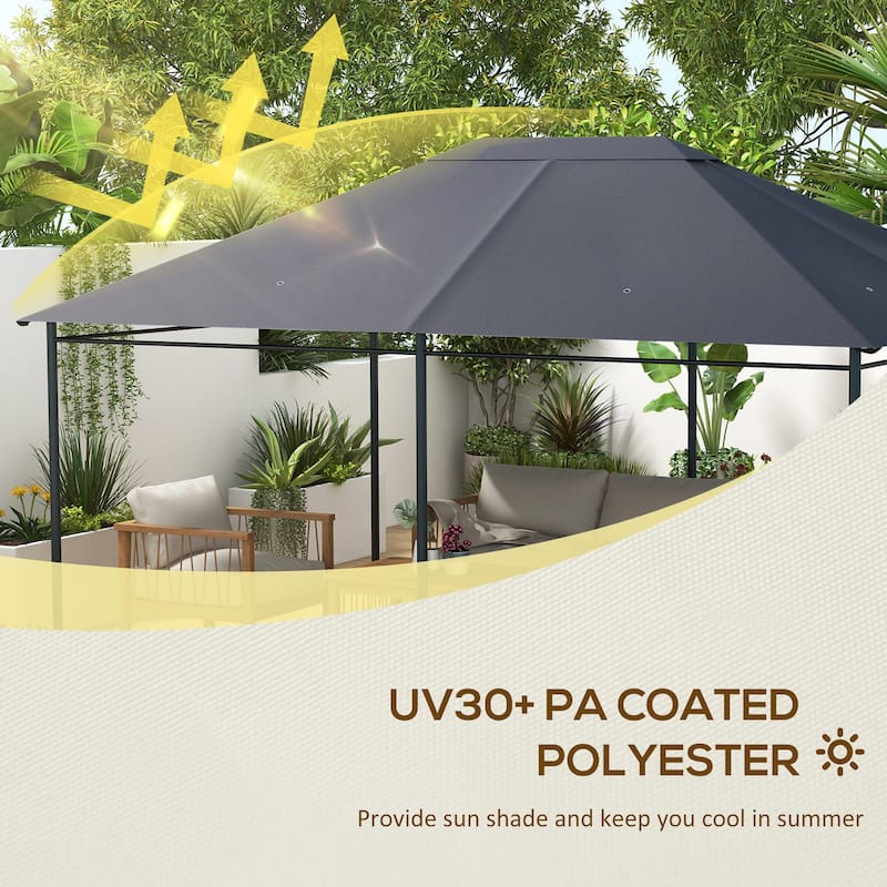 Outsunny 10' x 13' Gazebo Canopy Replacement, Patio Gazebo Roof with Top Vents for 84C-116